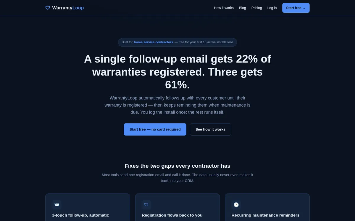 WarrantyLoop: The Contractor's Follow-Up Email That Never Forgets, Never Gets Tired, Never Gives Up