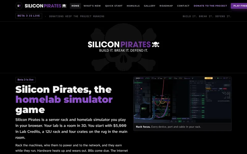 Screenshot of the Silicon Pirates website